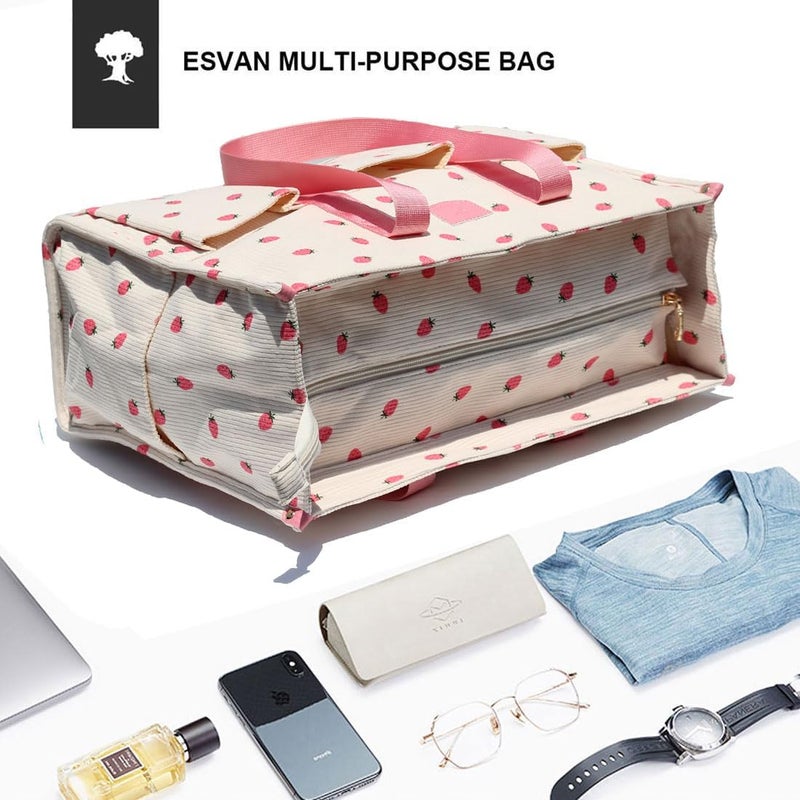 ESVAN حقيبة توت متعددة الاستخدامات بسحاب علوي حقيبة معلمة مقاومة للماء للنساء في العمل والشاطئ - Image 4
